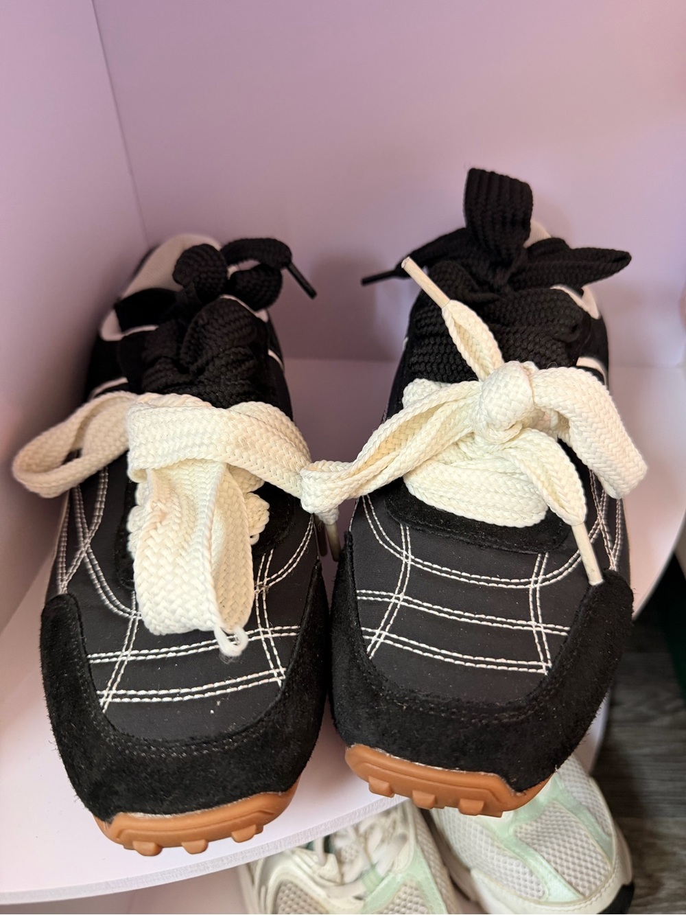 Fashion Nova Black and White Chunky Lace Sneakers